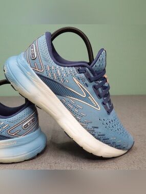 Brooks Glycerin 20 Running Shoes Women's Size 8 Blue Peach Athletic Snickers EUC